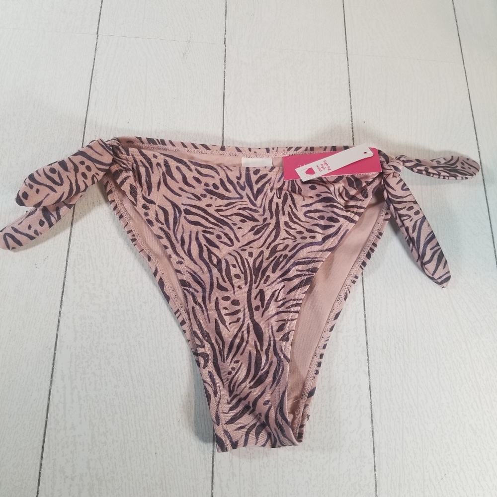 Xhilaration Tie Sides Rose Pink Leopard Print High Leg High Wasit Bottoms